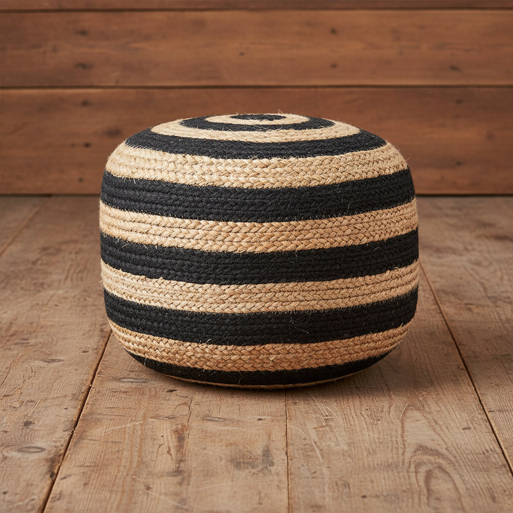 Pouf Juni, Black/Natural