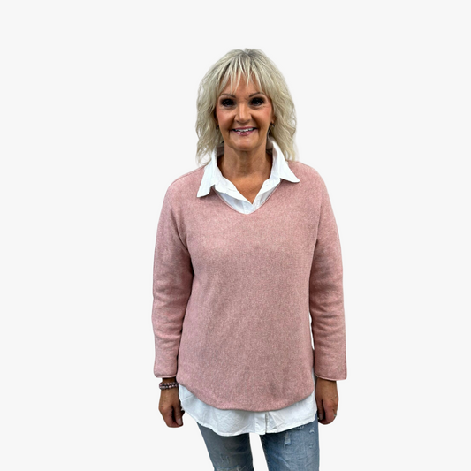 Finstickad tröja Hella, Rosa