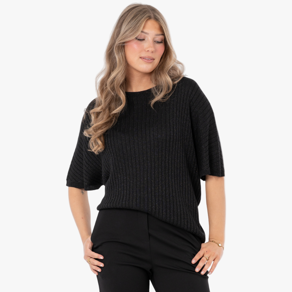 Stickad Top Frances, Svart