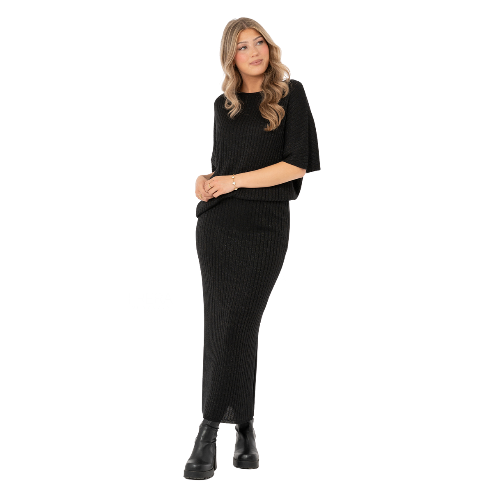 Stickad Top Frances, Svart