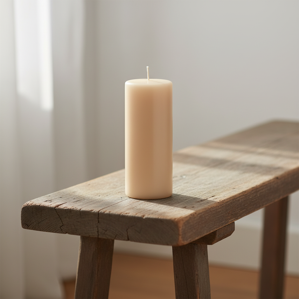 Blockljus, Beige 7,8x20cm