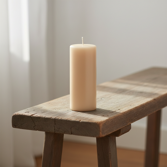 Blockljus, Beige 7,8x20cm