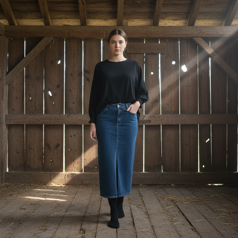 Stretchy Denim Skirt
