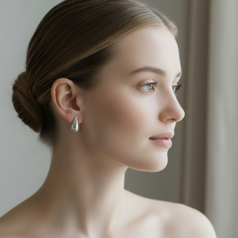 Earrings Pure Drop, Silver