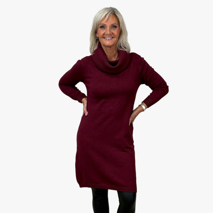 Stickad Klänning Lulu, Vinröd