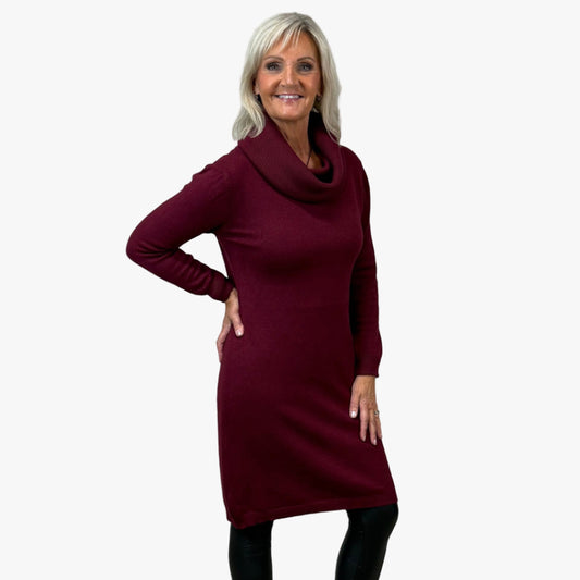 Stickad Klänning Lulu, Vinröd