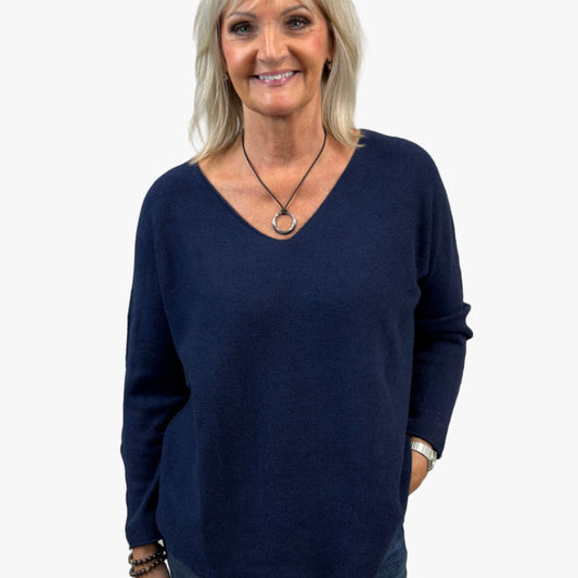 Finstickad tröja Hella, Marin