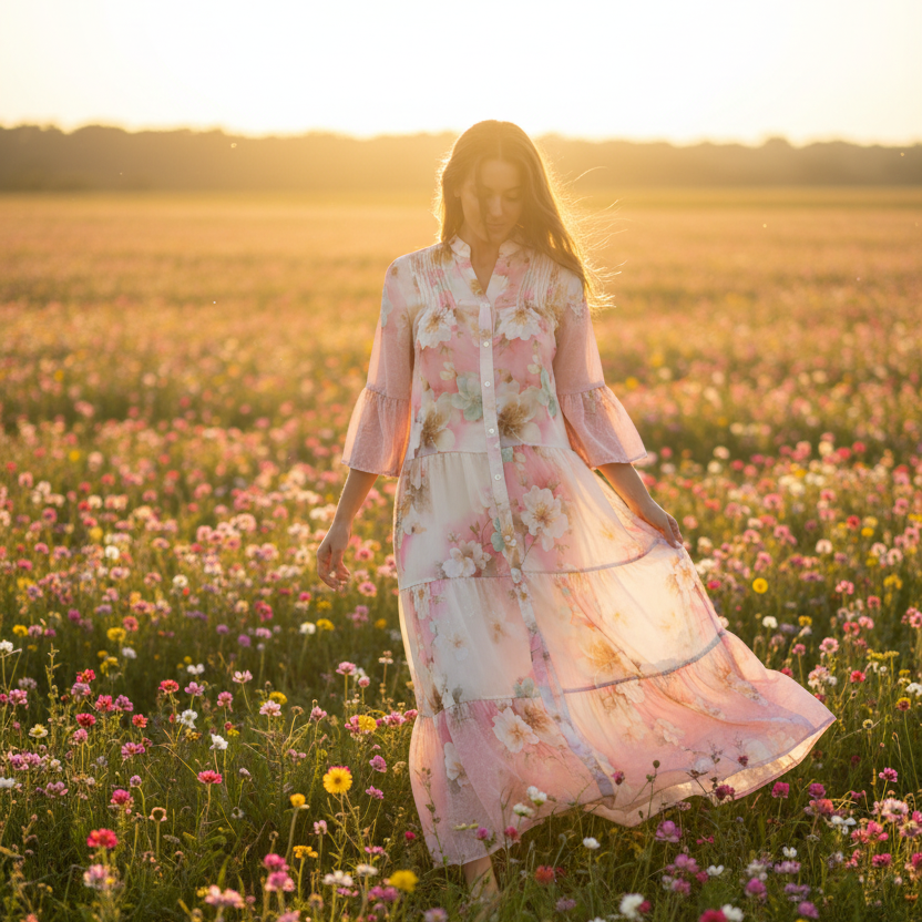 Kjole Ingrid Maxi, Rosa