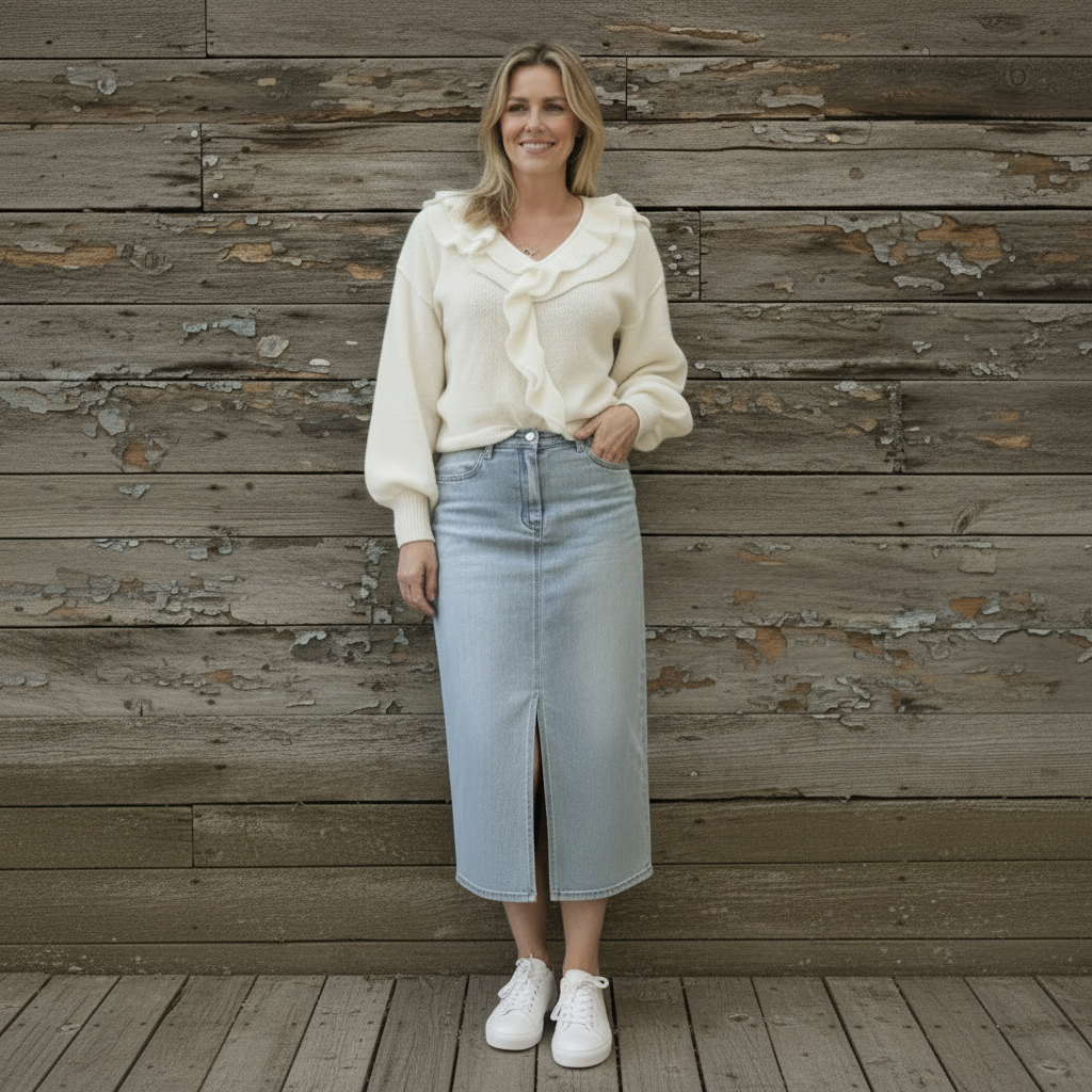 Denim skirt, Light Denim Blue