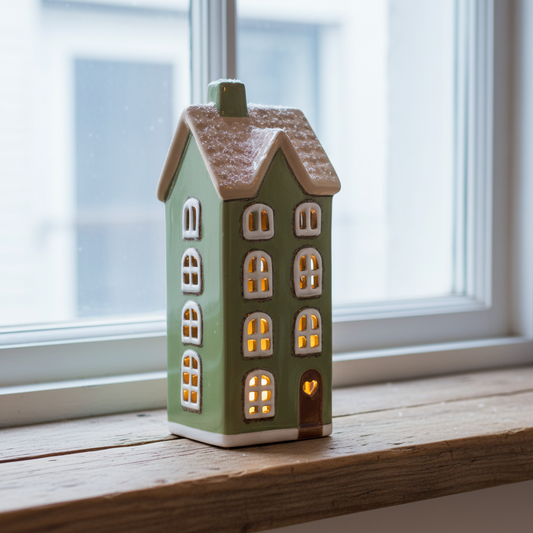 Ljuslykta, Keramikhus Grönt 18cm