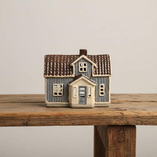 Ljuslykta, Keramikhus Blå 11cm