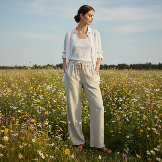 Linen trousers Leona, Beige
