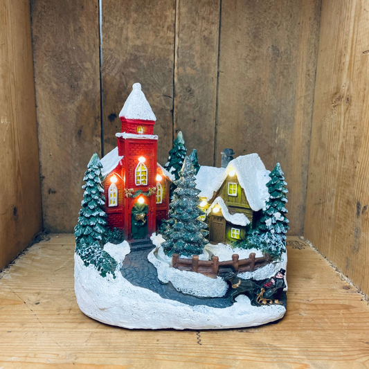 Mysig julby med belysning, rörelse & julmusik