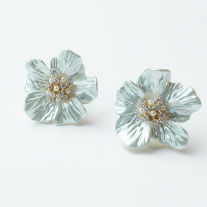 Earrings Silvery Flower