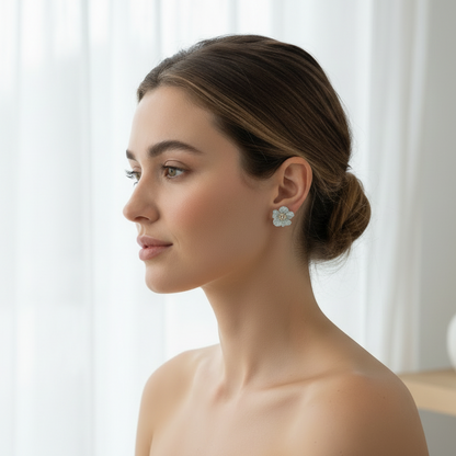 Earrings Silvery Flower