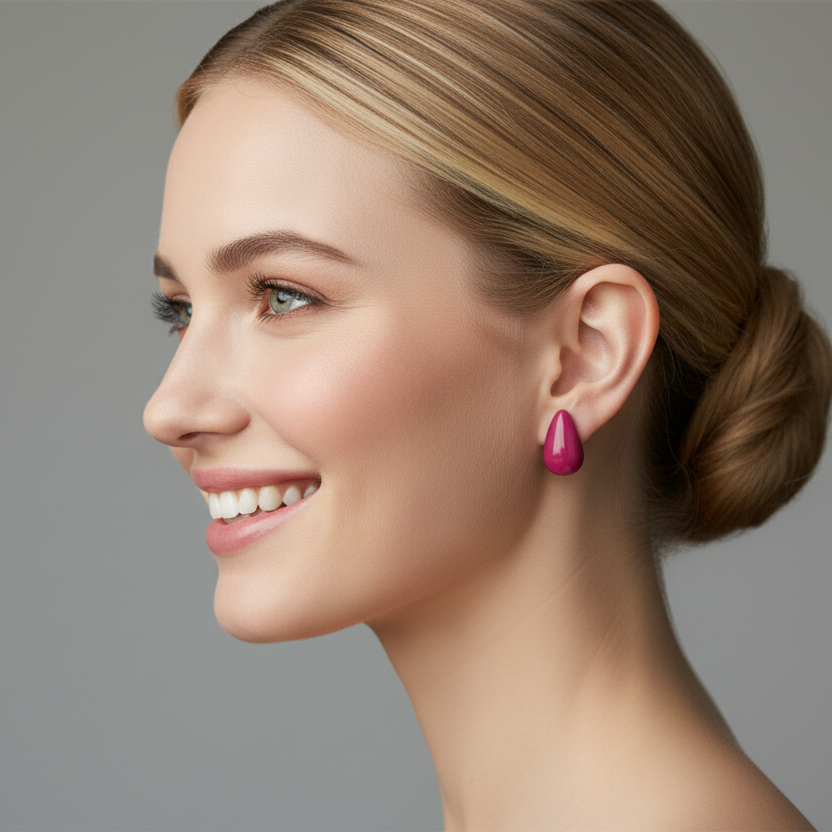 Earrings Pure Drop, Candy Pink