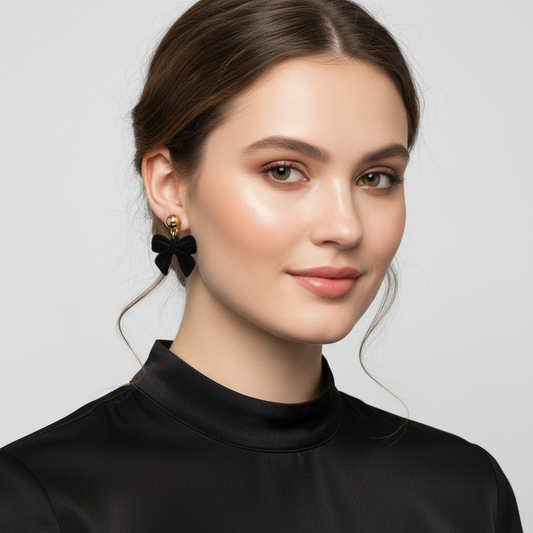 Örhängen Belle Bow, Svart