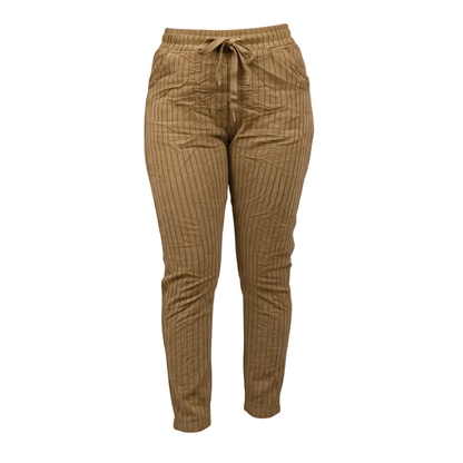 Stretch Trousers Signe, Camel Striped