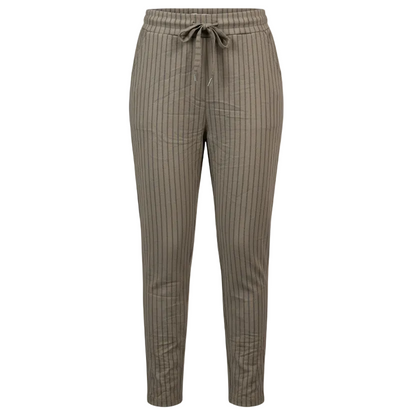 Stretch Trousers Signe, Taupe Striped