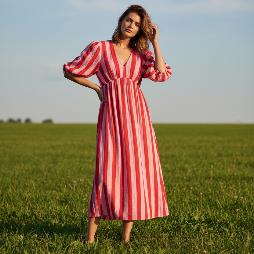 Kjole Summer Sleeveless Stripe