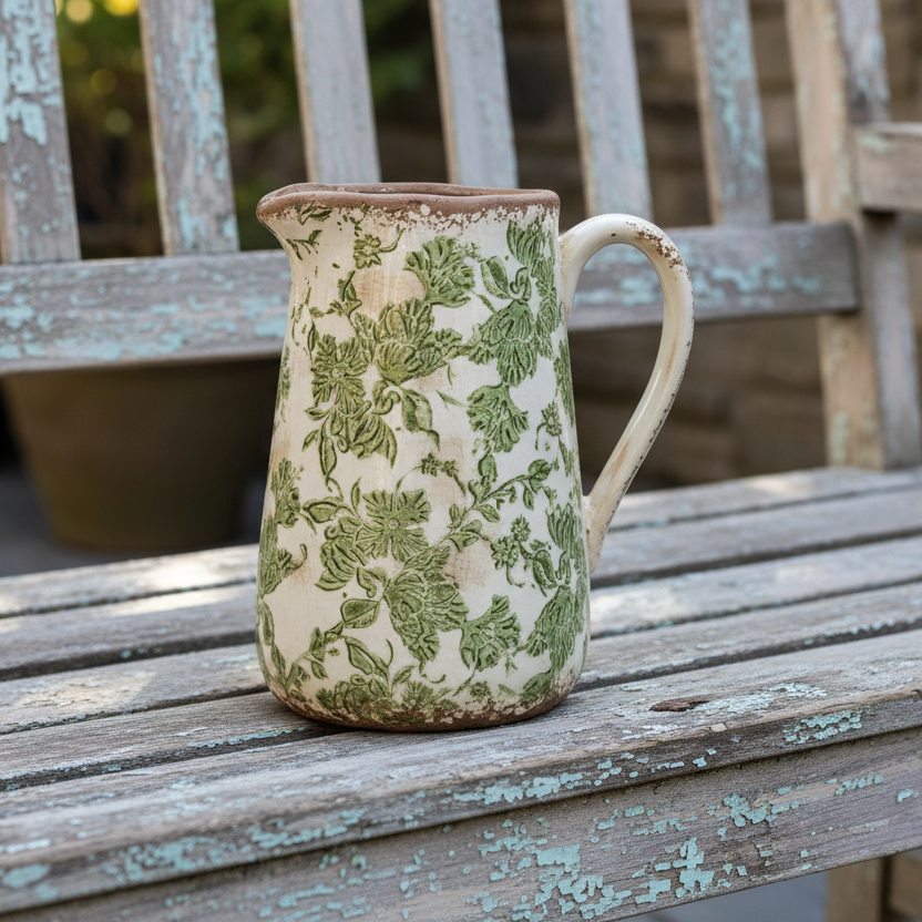 Jug Victoria, green/ivory