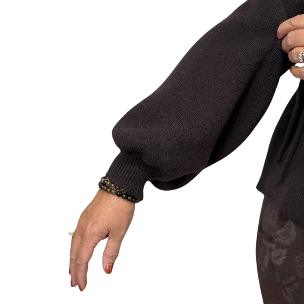 Finstickad Kofta Zelma, Brun